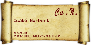 Csákó Norbert névjegykártya